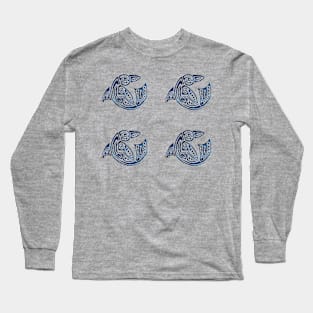 Four blue dolphins, tattoo Long Sleeve T-Shirt